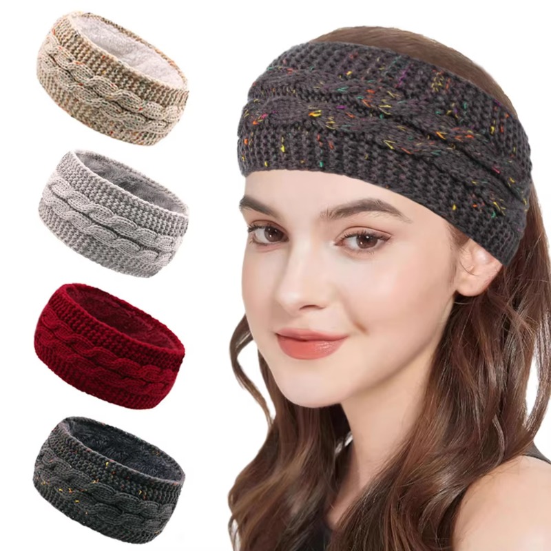 Fleece Ear Warmer Band - Damen Winter Chunky Strick Stirnband Trendiges