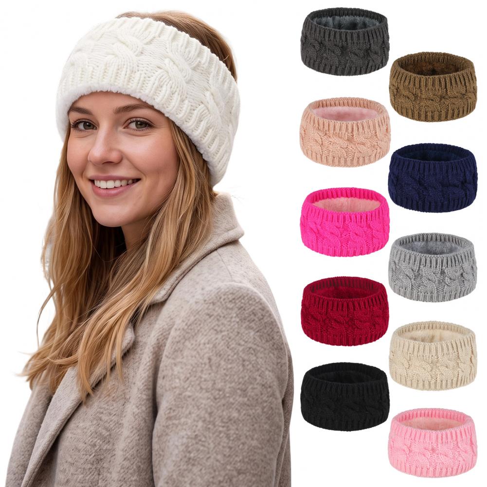 Fleece Ear Warmer Band - Winter-Laufausrüstung für Frauen, Winter-Strick-Stirnband für Frauen,